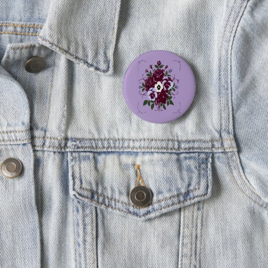 Badge Rond 5 cm Bouquet de Violettes 缶バッジ (インサイチュ)
