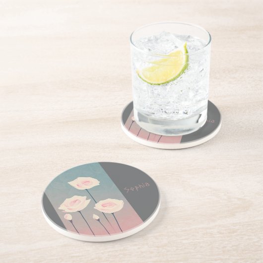 Badge Rond 5 Cm Roses, personalized コースター (側面)