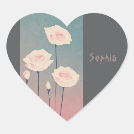 Badge Rond 5 Cm Roses, personalized ハートシール