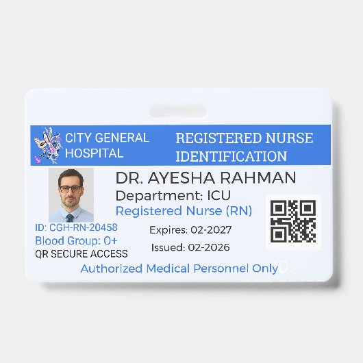 Badge Sécurité|Custom Nurse|Healthcare|Hosp ID バッジ (正面)