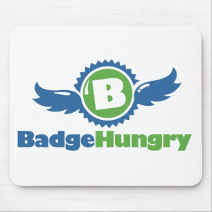 BadgeHungryの白いマウスパッド マウスパッド
