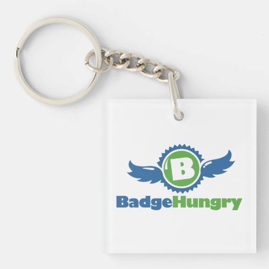 BadgeHungryアクリルの正方形のKeychain キーホルダー (正面)