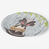 Badger – ウッドランドフレンズ – 水彩イラストレーション ペーパープレート (アングル)