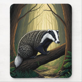 Badger in Enchanted Forest マウスパッド