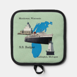 Badger Lake Michigan変更できる背景色 鍋敷き