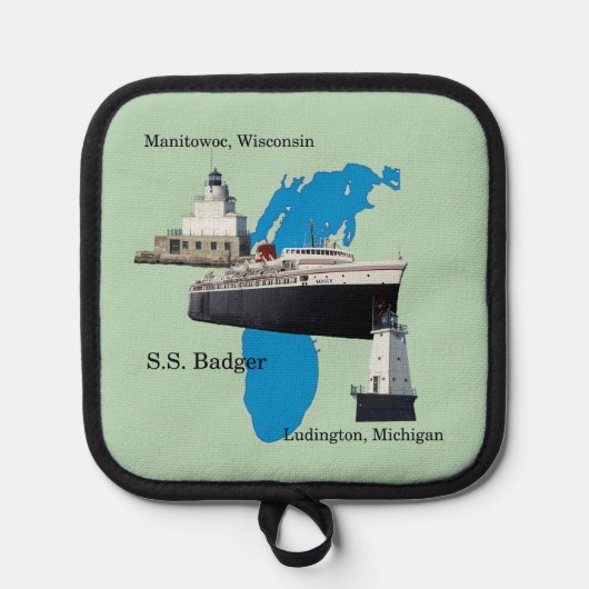 Badger Lake Michigan変更できる背景色 鍋敷き (正面)