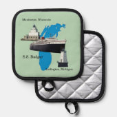 Badger Lake Michigan変更できる背景色 鍋敷き (正面/裏面)