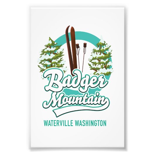 Badger Mountain Waterville Washington Skiロゴ フォトプリント (正面)