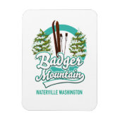 Badger Mountain Waterville Washington Skiロゴ マグネット (縦)
