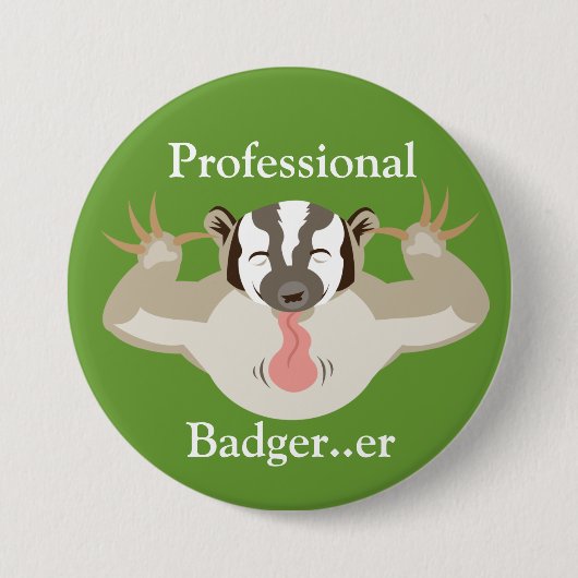 Badger_Professionalの悩ますアナグマ…えー 缶バッジ (正面)