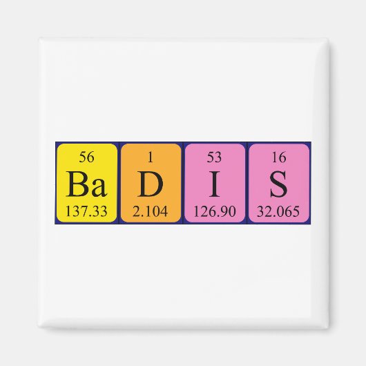Badis周期表名磁石 マグネット (正面)