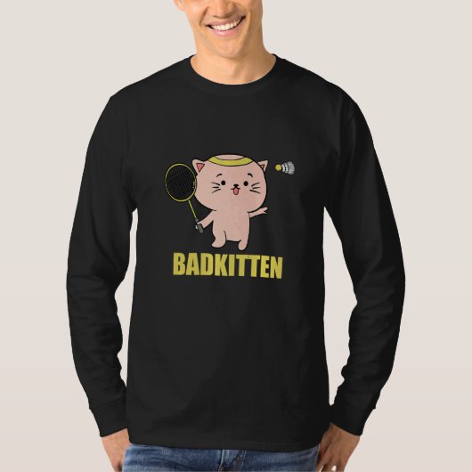 Badkitten Badminton Cat Player  Tシャツ (正面)