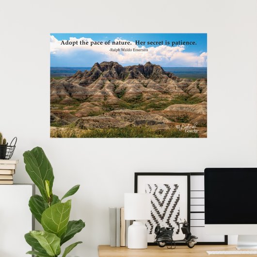 Badlands Landscape Poster with Quote ポスター (ホームオフィス)