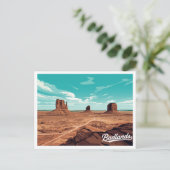 Badlands Monument Valley Vintage Art ポストカード (スタンド正面)