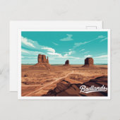 Badlands Monument Valley Vintage Art ポストカード (正面/裏面)