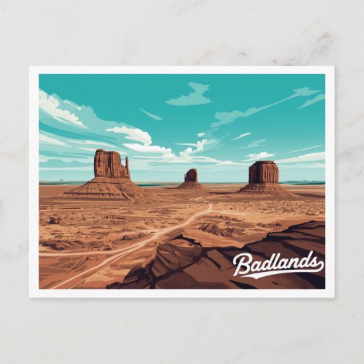 Badlands Monument Valley Vintage Art ポストカード (正面)