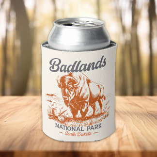 Badlands National Park Retro Bison  缶クーラー