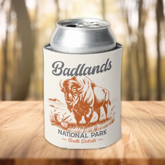 Badlands National Park Retro Bison  缶クーラー