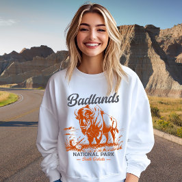 Badlands National Park Retro Bison Artwork Gift  スウェットシャツ