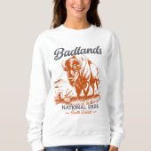 Badlands National Park Retro Bison Artwork Gift  スウェットシャツ (正面)