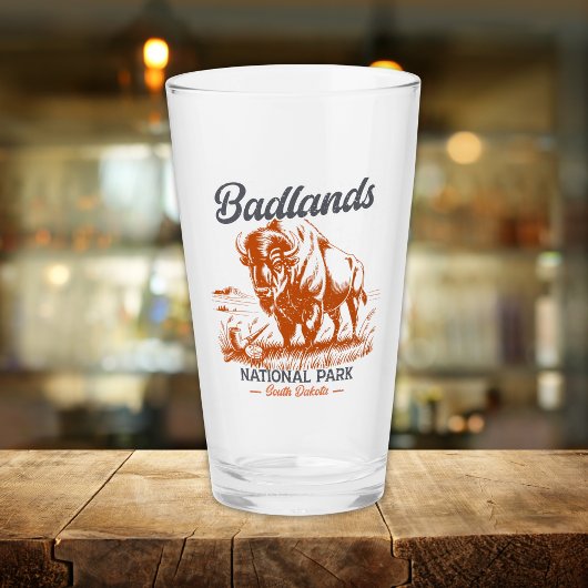 Badlands National Park Retro Bison Souvenir タンブラーグラス