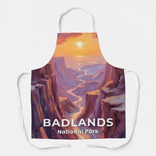 Badlands National Park South Dakota Painting エプロン (正面)