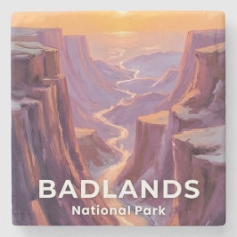 Badlands National Park South Dakota Painting ストーンコースター