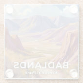 Badlands National Park South Dakota Travel Art ガラスコースター (裏面)