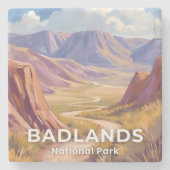 Badlands National Park South Dakota Travel Art ストーンコースター (正面)