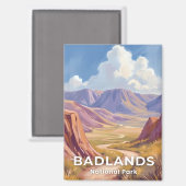 Badlands National Park South Dakota Travel Art マグネット (正面/裏面)