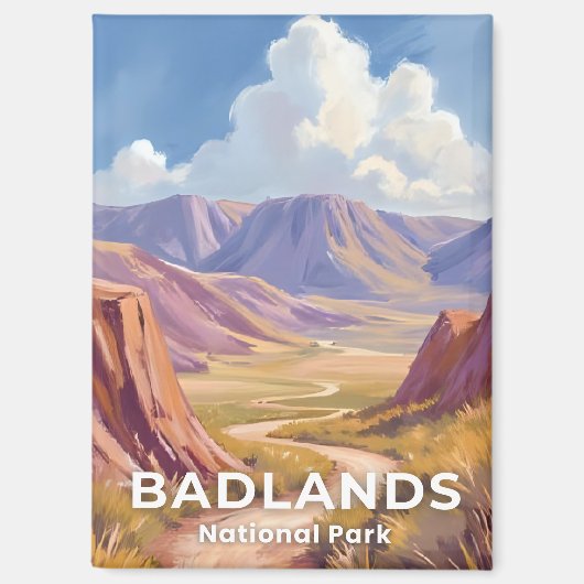 Badlands National Park South Dakota Travel Art マグネット (正面)