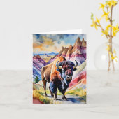 Badlands National Park South Dakota Watercolor カード (黄色い花)