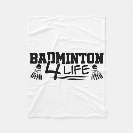 Badminton 4 Life Graphic Badminton Player Shuttle  フリースブランケット (正面)