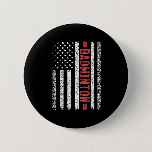 Badminton American Flag 4th Of July Badminton Play 缶バッジ (正面)