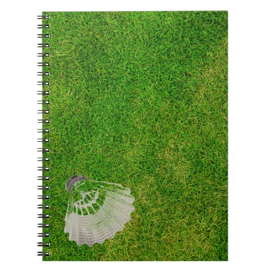 Badminton BIrdie in Green Grass Notebook ノートブック (正面)