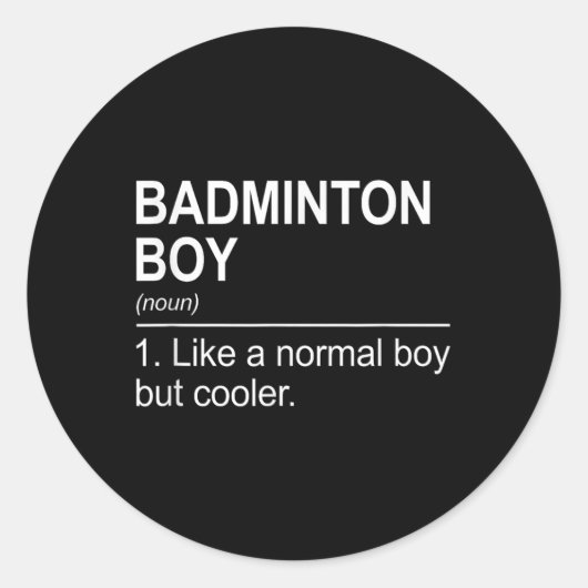 Badminton Boy Noun Definition Shuttle Badminton Pl ラウンドシール (正面)