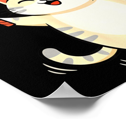 Badminton Cat Cartoon Art, Funny Cat Design For Ca ポスター (角)