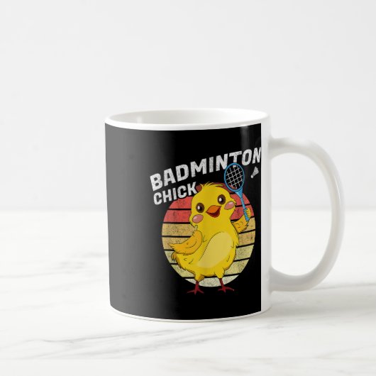 Badminton Chick Retro Chicken Birdie Women Badmint コーヒーマグカップ (右)