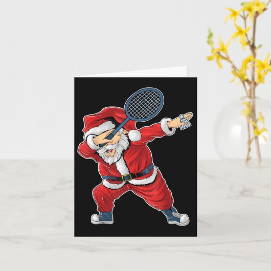 Badminton Christmas Dabbing Santa Claus With Shutt カード (黄色い花)