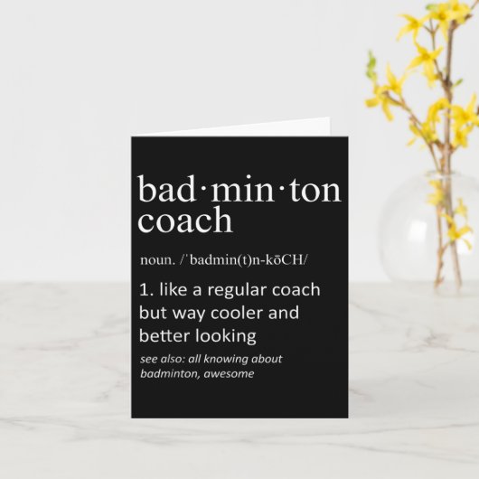 Badminton Coach Definition Sports Funny Trainer  カード (黄色い花)