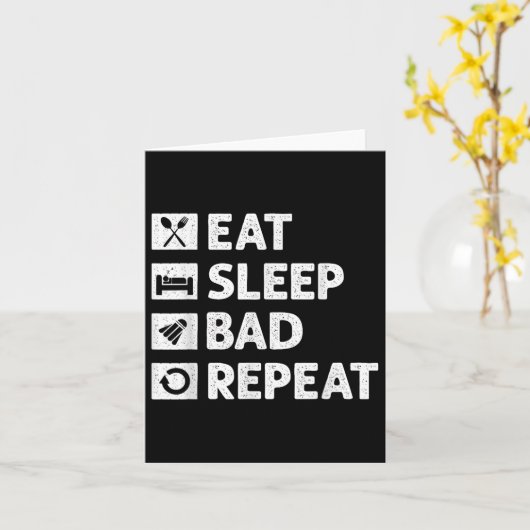 Badminton Eat Sleep Repeat Funny Shuttle Meme  カード (黄色い花)