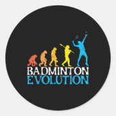 Badminton Evolution Monkey Badminton Player Badmin ラウンドシール (正面)