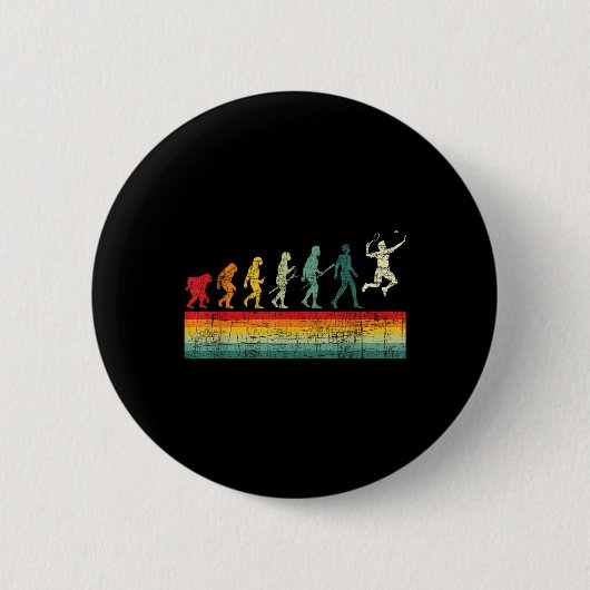 Badminton Evolution - Retro Sports Lover Shuttle 缶バッジ (正面)