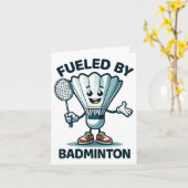 Badminton Forever Cartoon Shuttle And Racket Graph カード (黄色い花)
