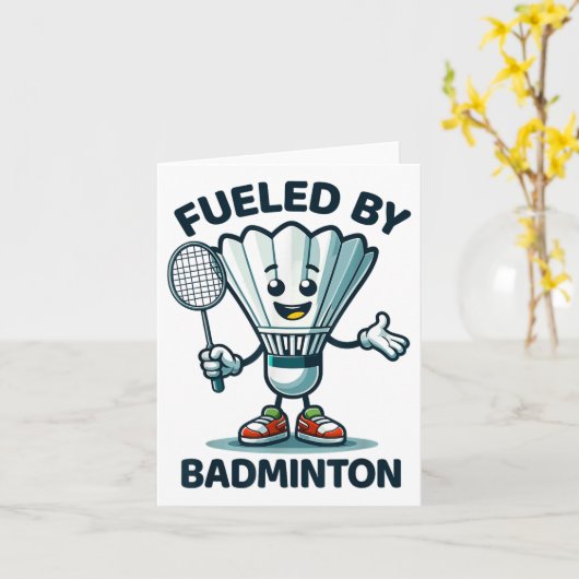 Badminton Forever Cartoon Shuttle And Racket Graph カード (黄色い花)