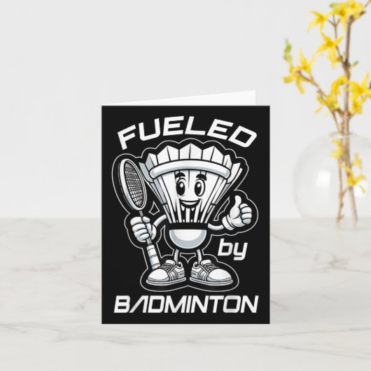 Badminton Forever Cartoon Shuttle And Racket Graph カード (黄色い花)