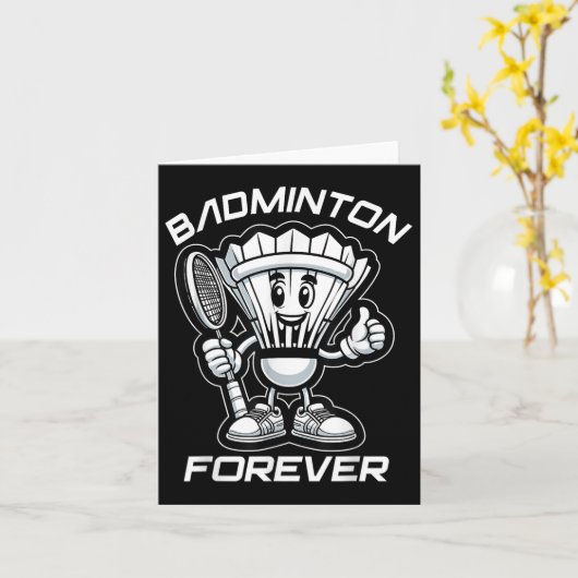 Badminton Forever Cartoon Shuttle And Racket Graph カード (黄色い花)