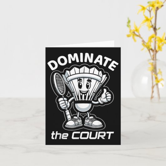 Badminton Forever Cartoon Shuttle And Racket Graph カード (黄色い花)