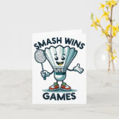 Badminton Forever Cartoon Shuttle And Racket Graph カード (黄色い花)