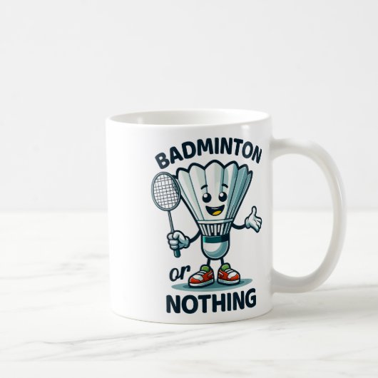 Badminton Forever Cartoon Shuttle And Racket Graph コーヒーマグカップ (右)